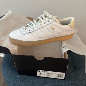 Adidas Puig Indoor White and Gum Sneakers. Brand New in Box with tags.